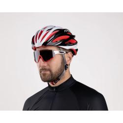 Force CREED bielo-červené, čierne zrkadlové sklá cyklistické okuliare