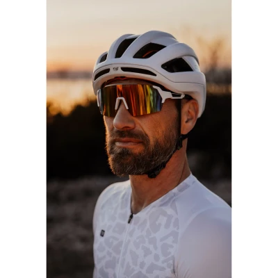 Force ELECTRA bílé cyklistické brýle, červené revo sklo
