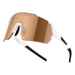 Force ELECTRA bílé cyklistické brýle - hnědé zrc. sklo