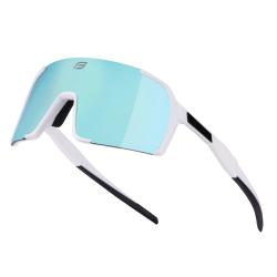 Force GLARE bílé, modré zrc. sklo cyklistické brýle