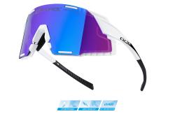 Force GRIP bílé cyklistické brýle - modrá revo skla + šátek Force