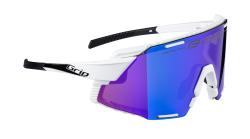 Force GRIP bílé cyklistické brýle - modrá revo skla + šátek Force