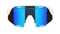 Force GRIP biele cyklistické okuliare - modré revo sklá + šatka Force