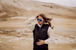 Force GRIP biele cyklistické okuliare - modré revo sklá + šatka Force