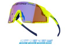 Force GRIP fluo cyklistické okuliare - fialové kontrastné sklá + šatka Force