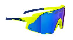 Force GRIP fluo cyklistické brýle - modrá revo skla + šátek Force