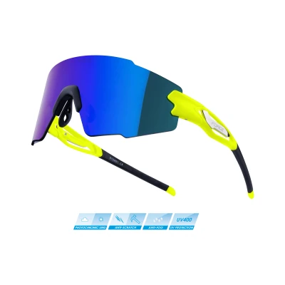 Force MANTRA fluo cyklistické brýle - modré zrc. sklo Force MANTRA fluo cyklistické brýle - modré zrc. sklo