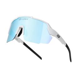 Force PULSE bílé cyklistické brýle, modré zrc. sklo