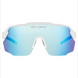 Force PULSE bílé cyklistické brýle, modré zrc. sklo