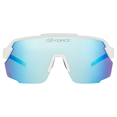 Force PULSE bílé cyklistické brýle, modré zrc. sklo