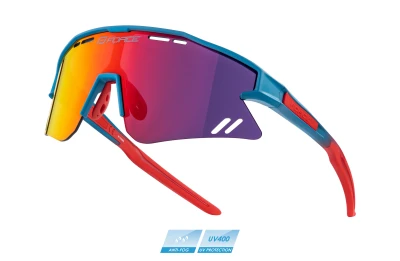 Force SPECTER modro-červené cyklistické brýle - červené zrc. sklo