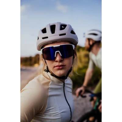 Force SPIRE bílé cyklistické brýle, fialové zrc. sklo