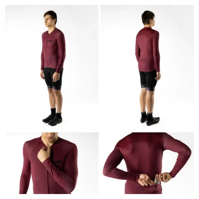 Force CHARM bordo dámský cyklodres - dlouhý rukáv POUZE XL (VÝPRODEJ)