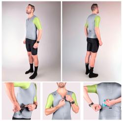 Force LIMIT šedo-limetkový cyklodres - kr. rukáv