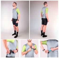 Force LIMIT šedo-limetkový cyklodres - kr. rukáv