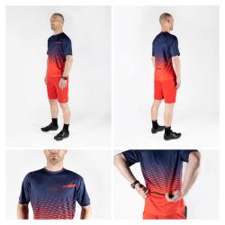 Force MTB ANGLE modro-červený cyklistický dres - kr. rukáv