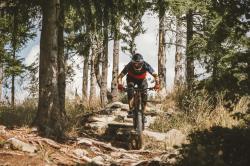 Force MTB ANGLE modro-červený cyklistický dres - kr. rukáv