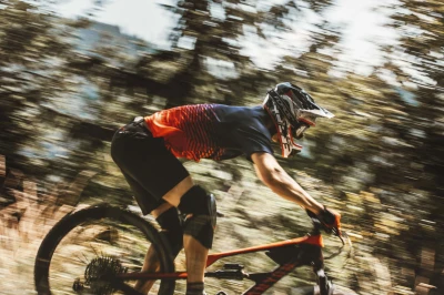 Force MTB ANGLE modro-červený cyklistický dres - kr. rukáv