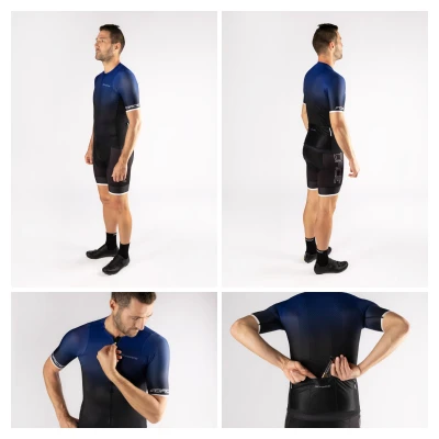 Force SMOOTH modro-černý cyklodres - krátký rukáv