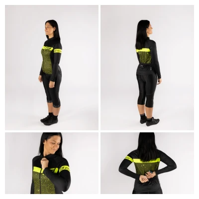 Force SPRAY LADY army-fluo dámský cyklodres - dl. rukáv