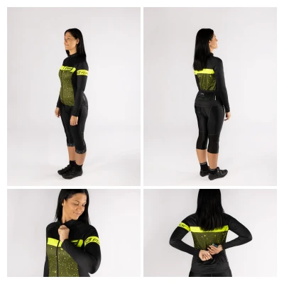 Force SPRAY LADY army-fluo dámský cyklodres - dl. rukáv