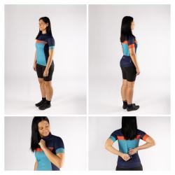 Force SPRAY LADY modro-oranžový dámský cyklodres - kr. rukáv