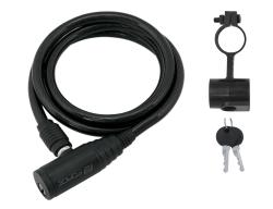 Force Zámek ECO spirálový s držákem 120cm/8mm, černý Force Zámek ECO spirálový s držákem 120cm/8mm, černý