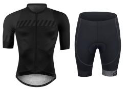 Force FASHION černo-šedý cyklistický dres - krátký rukáv + Force B21 EASY černé cyklokraťasy do pasu s vložkou