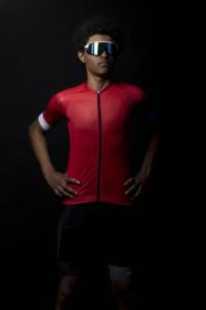 Force GAME červený cyklistický dres + Force STRIPE černo-červené cyklokraťasy
