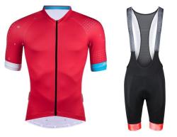 Force GAME červený cyklistický dres + Force STRIPE černo-červené cyklokraťasy Force GAME červený cyklistický dres + Force STRIPE černo-červené cyklokraťasy