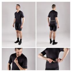 Force GOLD černo-zlatý cyklistický dres + Force B38 černé cyklokraťasy se šráky s vložkou