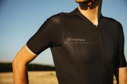 Force GOLD černo-zlatý cyklistický dres + Force B38 černé cyklokraťasy se šráky s vložkou