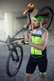Force B30 černo-fluo cyklistické kraťasy do pasu s vložkou