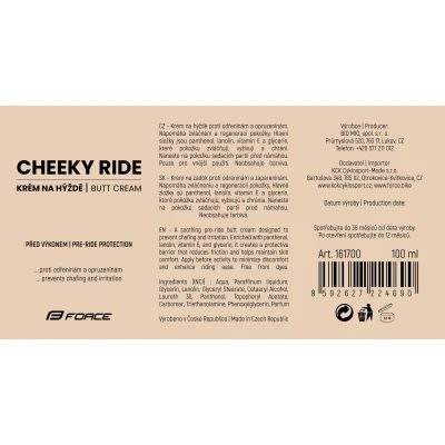 Force Krém na hýždě CHEEKY RIDE, tuba 100 ml