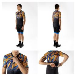 Force LIFE černo-modro-oranžový cyklodres + Force B21 EASY černé cyklokraťasy