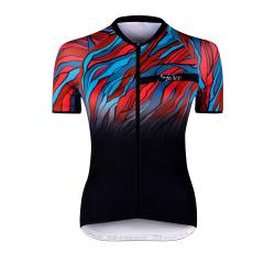 Force LIFE UNI čierno-petrol-červený dámsky dres - kr. rukáv