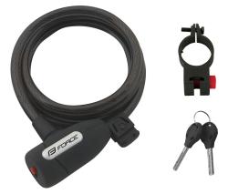Force Zámok LUX špirálový s držiakom 150cm/10mm, čierny Force Zámok LUX špirálový s držiakom 150cm/10mm, čierny