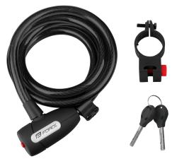 Force LUX špirálový s držiakom 180cm/12mm, čierny zámok Force LUX špirálový s držiakom 180cm/12mm, čierny zámok