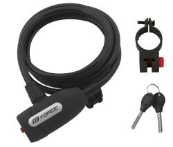 Force LUX spirálový s držákem 180cm/8mm, černý zámek Force LUX spirálový s držákem 180cm/8mm, černý zámek