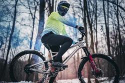 Force MTB ANGLE fluo-modrý cyklodres - dl. rukáv + Force BLADE MTB černé cyklokraťasy