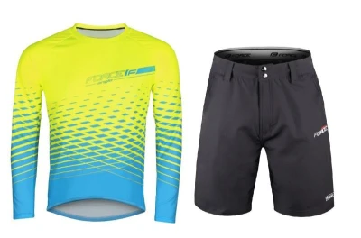 Force MTB ANGLE fluo-modrý cyklodres - dl. rukáv + Force BLADE MTB černé cyklokraťasy Force MTB ANGLE fluo-modrý cyklodres - dl. rukáv + Force BLADE MTB černé cyklokraťasy
