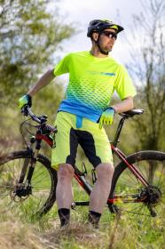 Force MTB ANGLE fluo-modrý dres + Force MTB-11 fluo cyklokraťasy
