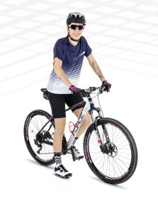 Force MTB ANGLE bílo-modrý dámský cyklodres - kr. rukáv