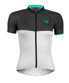 Force POINTS černo-bílo-tyrkysový dámský cyklodres POUZE S (VÝPRODEJ)
