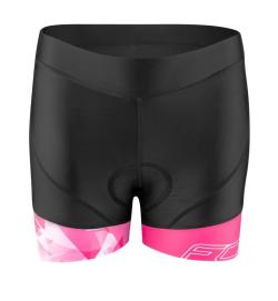Force POINTS černo-růžový cyklodres - kr. rukáv + Force MINI černo-růžové cyklokraťasy