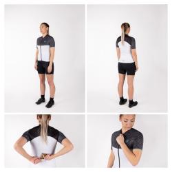 Force POINTS čierno-bielo-tyrkysový dámsky cyklodres