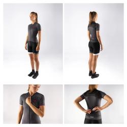 Force POINTS černo-růžový dámský cyklodres - kr. rukáv