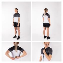 Force POINTS čierno-bielo-tyrkysový dámsky cyklodres