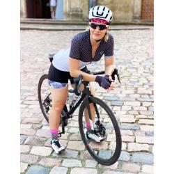 Force POINTS čierno-bielo-tyrkysový dámsky cyklodres