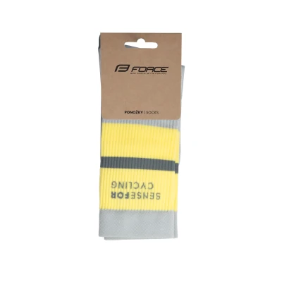 Force Ponožky STRIPE dlouhé šedo žluté